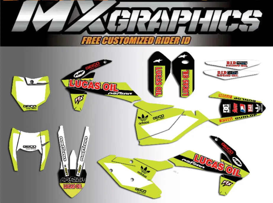 Для KTM 125 250 300 350 450 SX SXF XC XCF 16-18 EXC- бесплатно по индивидуальному заказу номер Графика& Фоновые наклейки комплект дека