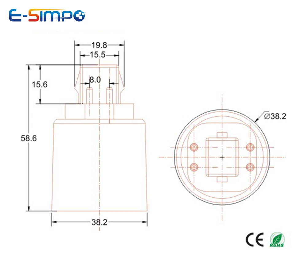 1000 шт. GX24Q G24Q для E27 адаптер Новый Generatio GX24Q-3 для E26 4Pin CFL для винта светодиодный светильник патрон, разъем должны пледы балласт