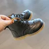 COZULLAA 2022 Children Autumn Unisex Classic Lace-Up Boots Brogue Leather Shoes Kids Girls Boys Ankle Boots Size 21-30 ► Photo 3/6