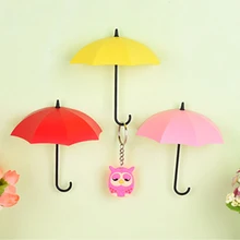  3pc Umbrella Hook Self Adhesive Hook Keys Hanger Door Wall Key Holder Wall Bathroom Kitchen Decorative Tools Rack Organization 