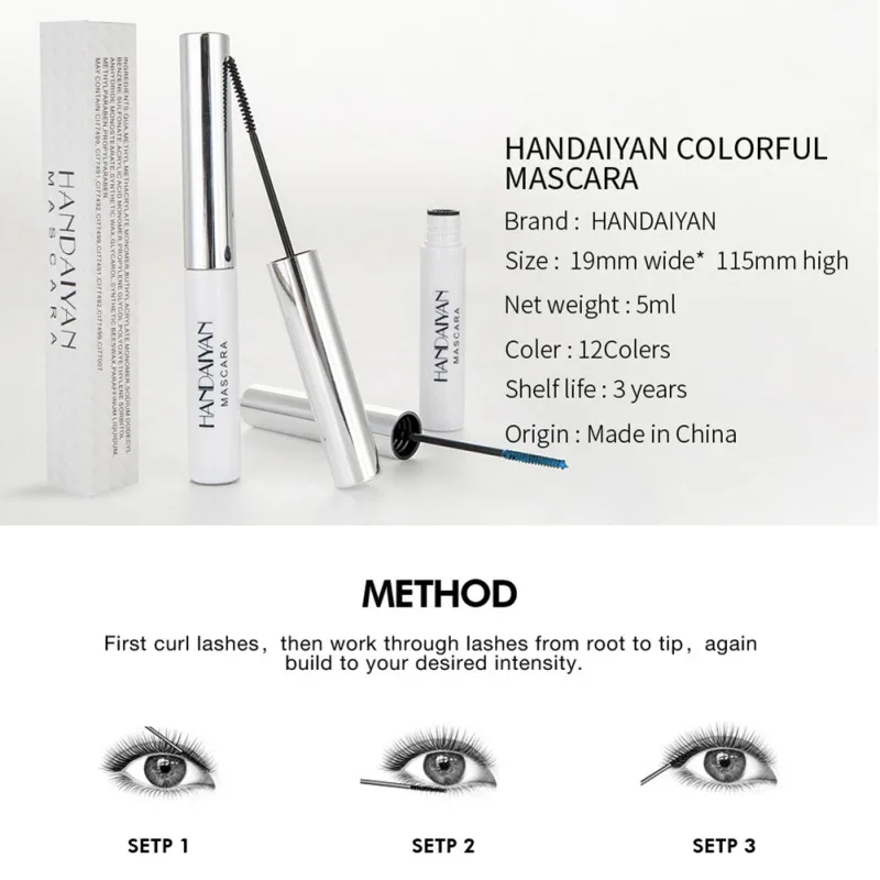 Colorful Eyelash Mascara Long-lasting Curling Slender Lashes Waterproof Smudge-proof Mascara Party Stage Makeup Rimel-u