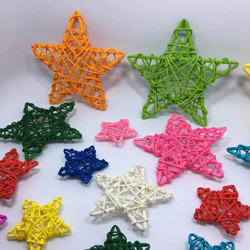 5Pcs/Set Christmas Tree Rattan Stars Hanging Decor Creative Rattan Ornament Set DIY Home Decor Accessories For Christmas Party