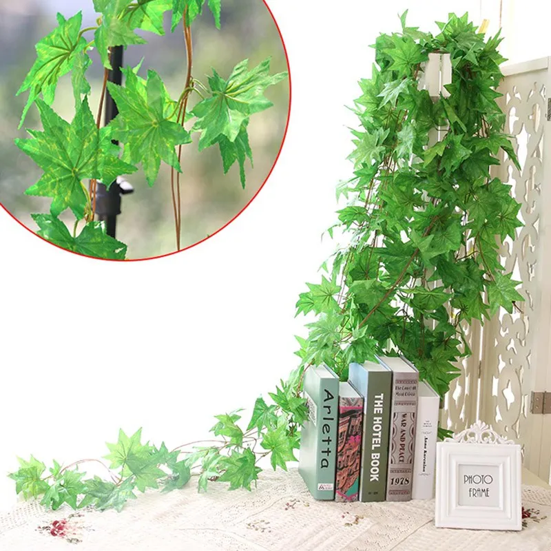 Artificial Fake Hanging Vine Red maple leaf Plant Grape Leaves Home Wall Decoration For Home Garden Party Decorations