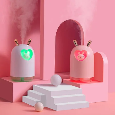

Lovely Rabbit air Humidifier 300ML Cute Pet Ultrasonic Cool Mist Aroma Oil Diffuser Romantic Color LED Lamp USB Humidificador