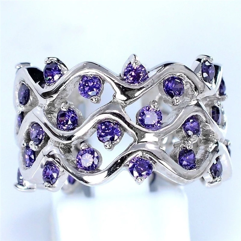 Винтажное фиолетовое циркониевое дерево кора цветок кольцо ловля ювелирные изделия Большие широкие женские мужские крутые кольца на палец хорошее ювелирное изделие подарки Z4M292 - Цвет основного камня: Ring K773