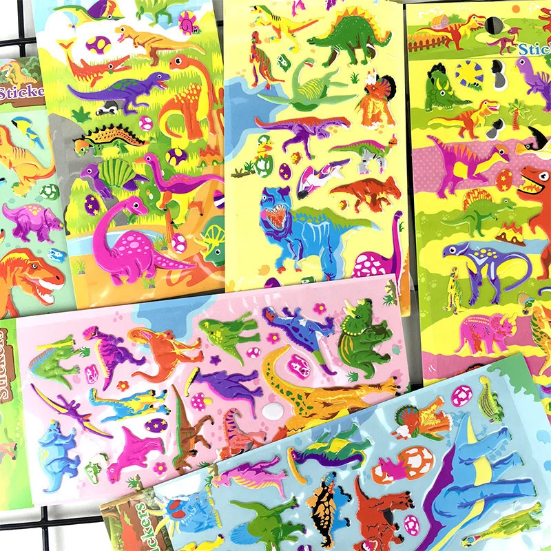 3D Stickers 3D Bubble Sticker Car Truck Plane Traffic Waterproof Cartoon Anime Stickers For Kids 6 Sheets