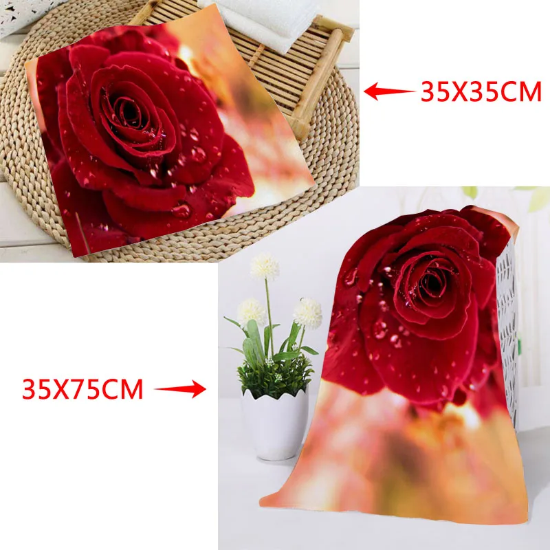 Custom Rose Towels Microfiber Travel Fabric Quick Drying Printing Absorbent Wearable Towel Beach Hair Towels - Цвет: 11