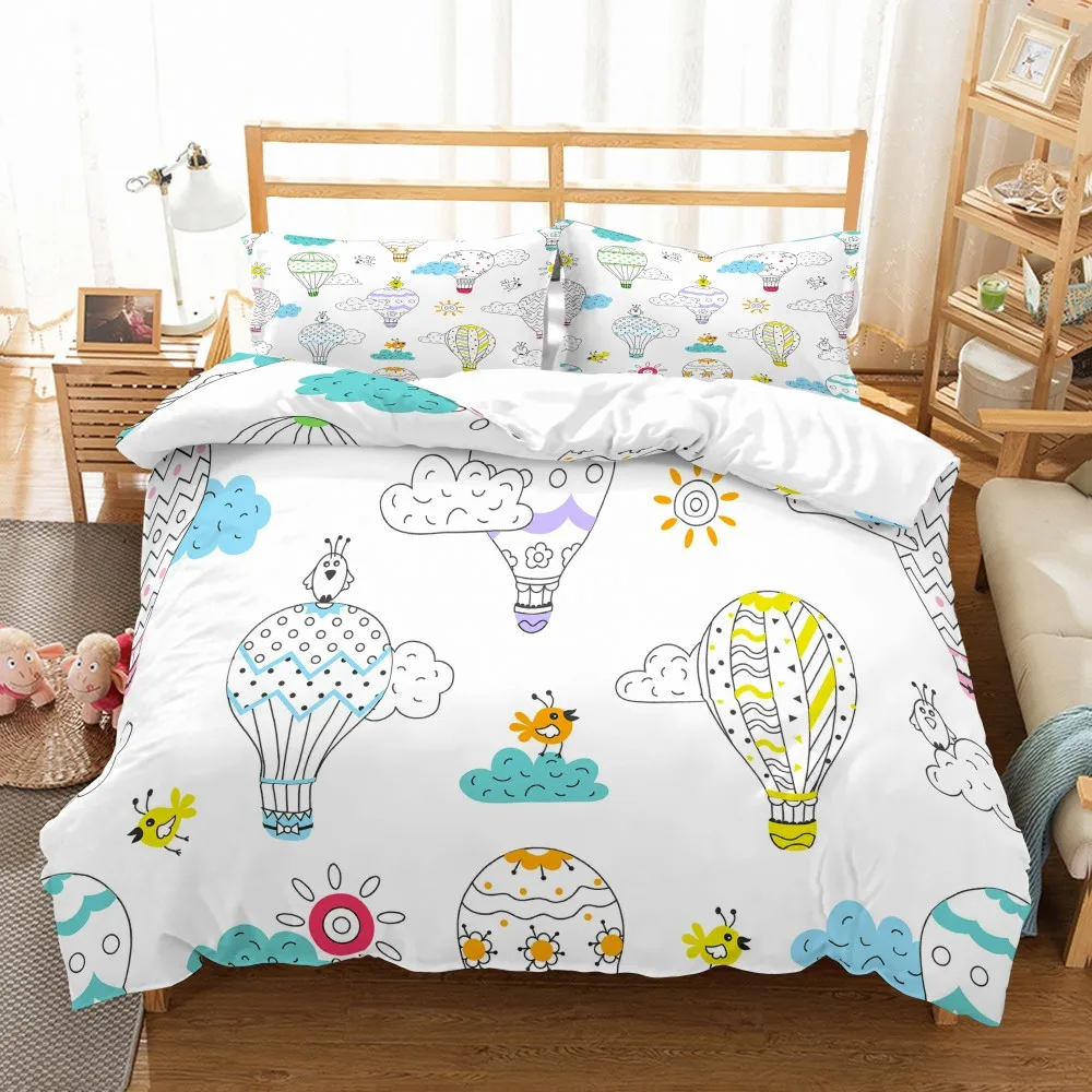 Hot Air Balloon Bedding Set 2 3 Pieces Colorful Animal Series