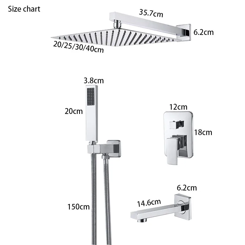 Onyzpily набор душевых смесителей настенное крепление Скрытый Ванная комната дождь водопад хромированная Душевая система Ванна смеситель для душа кран