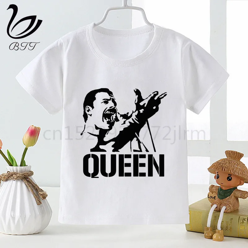 Модная футболка с забавным принтом «The queen Band», «Freddie Mercury», детские летние топы с круглым вырезом, футболки для мальчиков и девочек - Цвет: A
