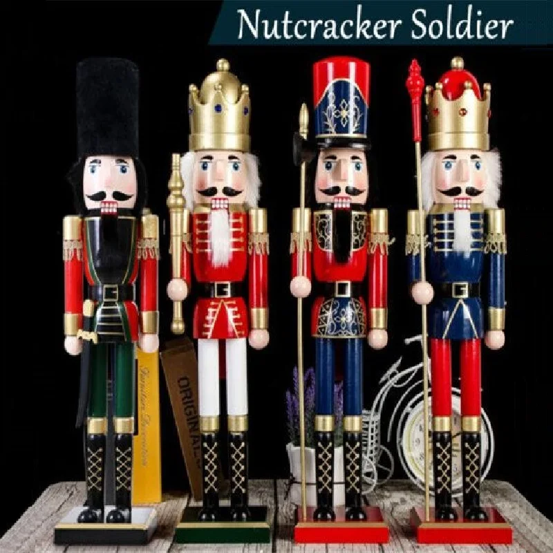 ZHAQU 60CM Nutcracker Soldier Christmas Decoration Ornaments For Home Wooden Figurine Handcraft Walnut Puppet Toy New Year Gifts