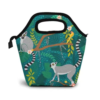 

Lemurs In A Jungle Lunch Bag Boxes Bags Portable Insulated Picnic Food Box for Women Men