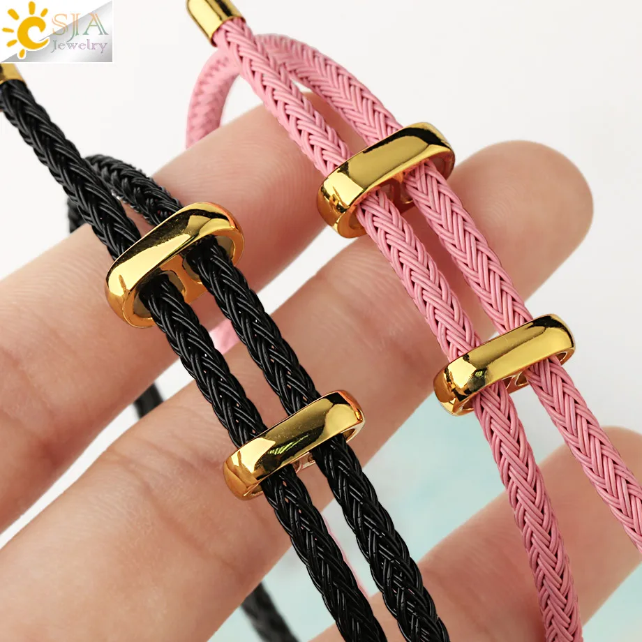 CSJA Bracelet Femme 2020 String Red Thread Bracelets on Hand Braided Rope Stainless Steel Adjustable Jewerly Bijoux Lucky G434