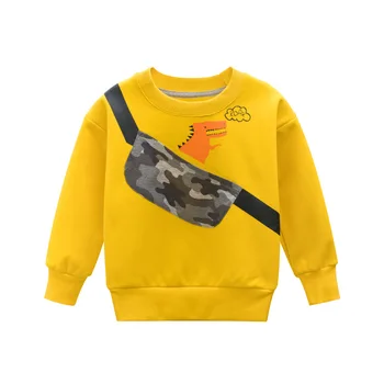 

BINIDUCKLING Yellow Cartoon Printed Sweater Kids Boys Girls Clothes Autumn Spring Warm With Fleece Boys Hoodies Sweatshirts