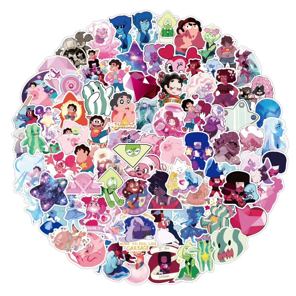 10/30/50/100pcs Steven Universe Cartoon Stickers Cute Graffiti Decal DIY Laptop Bicycle Motorcycle Fridge Waterproof Sticker Toy 10 30 50pcs disney cute cartoon cars lightning mcqueen stickers skateboard motorcycle laptop waterproof sticker decal kids toy