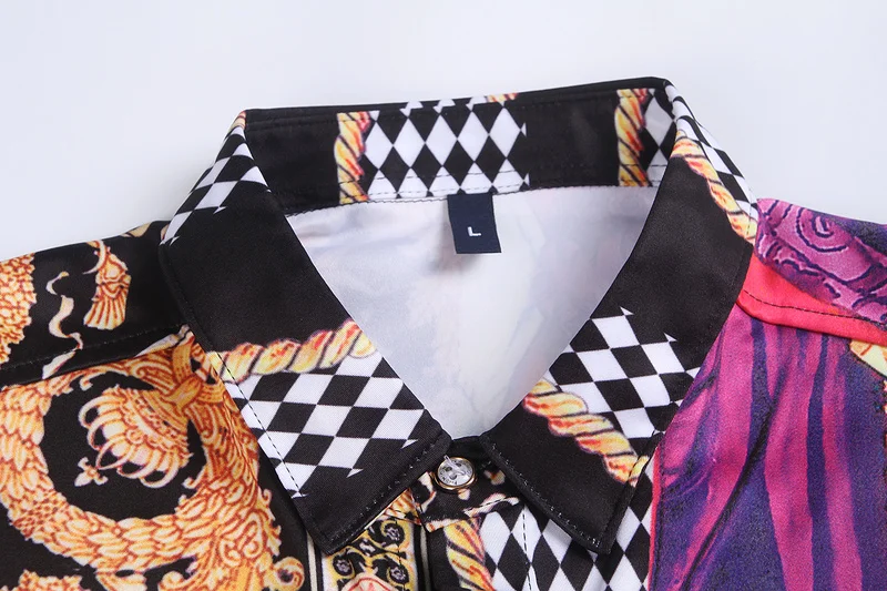 Fashion Mens Shirt Long Sleeve Casual Slim Fit Hawaiian Shirt Men Autumn Printing Shirts Camisa Masculina