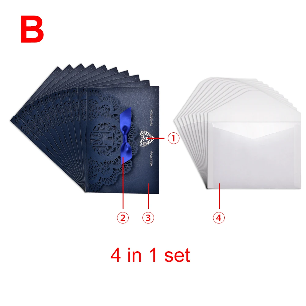  10PCS European Style Elegant Delicate Carved Lace Wedding Party Invitations Cards Wedding Party Dec - 4.00042E+12