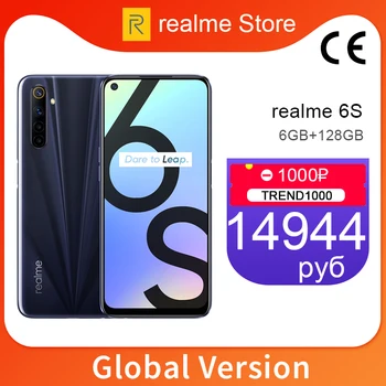 Перейти на Алиэкспресс и купить Глобальная версия realme 6s 6GB 128GB мобильный телефон 6,5 ''90Hz экран 48MP AI Quad камера 4300mAh 30W Flash Charge телефон NFC