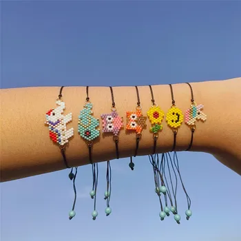 

2019 New Handmade Animal Beads Bracelets for Women Girls Fashion Bohemian Elephant Owl Sunflower Heart Bracelet Jewelry Gifts