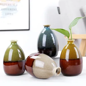 Nordic Simple Handmade Ceramic Glaze Desktop Vase Hydroponics Vase Dried Flower Arrangement Bottle Flower Pot Home Ornaments