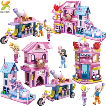 

678pcs City Street View Friends Princess Ice Cream Car Candy Shop Building Blocks Girl Creator Bricks Toy For Children