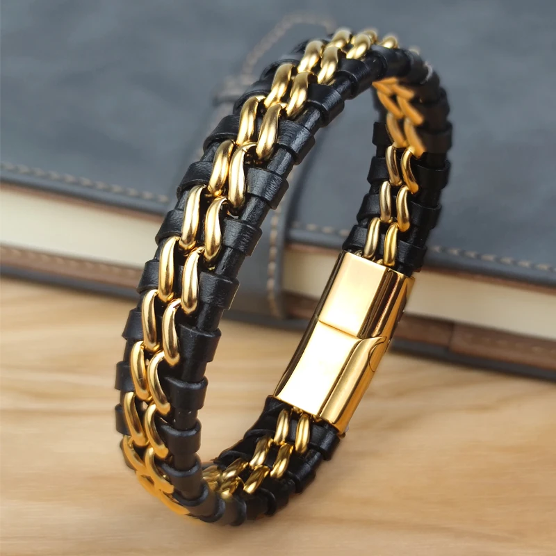 Pulsera De Vieira De Acero Inoxidable En Oro Rosa