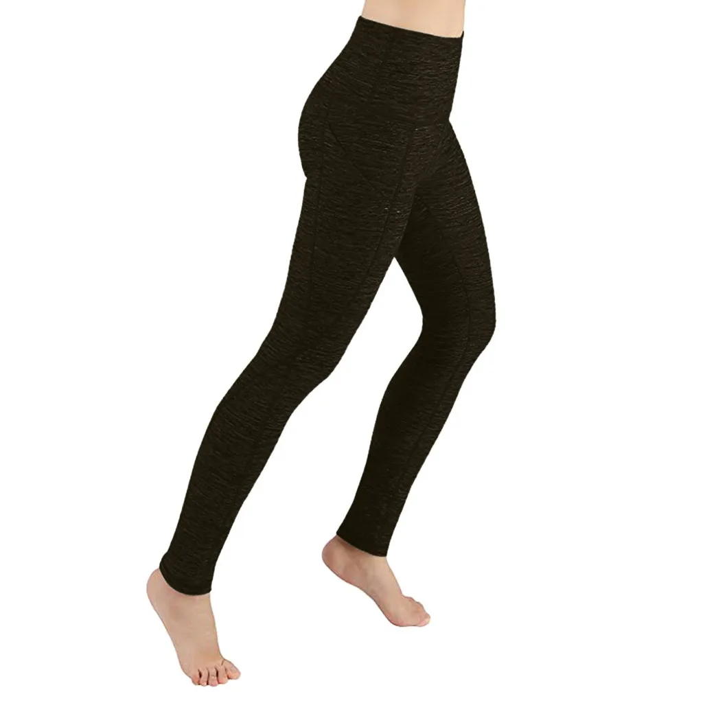 Sport Suit Women Yoga Pants Black Sexy Pockets Tight Seamless Push Up