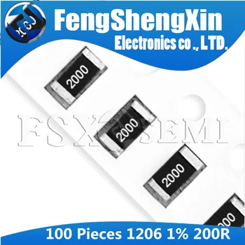 

100PCS 1206 SMD Resistor 1% 200 ohm chip resistor 0.25W 1/4W 201 1206W4F2000T5E 200E 200Ω 200R 2000