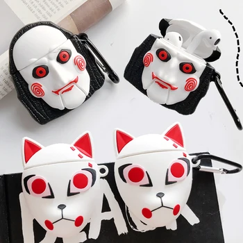 

Cartoon Silicone Case for Apple Airpods 1 2 Bluetooth Wireless Earphone Protective Cover Box Bags 3D Terrible Mask