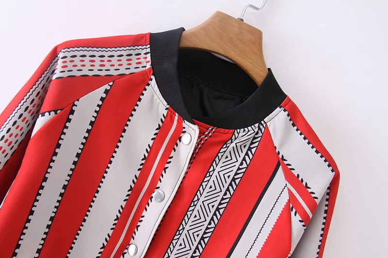 

WOMEN'S Dress 2019 Spring And Autumn New Style Stand Collar Stripes Jacket Women's B8919