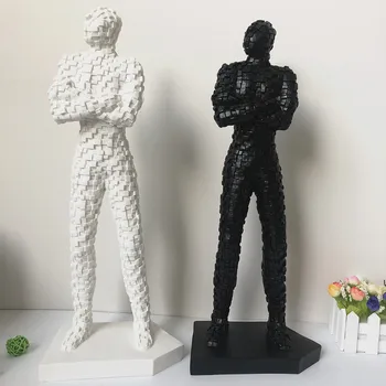 

[HHT] Modern Abstract Mosaic Character Statue Resin Crafts Ornaments Home Decoration for Living Room Office Desk