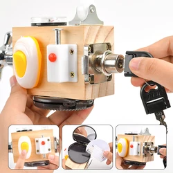 Bloco ocupado montessori desbloquear brinquedo engraçado cubo de madeira alta qualidade brinquedo de madeira ocupado desbloquear brinquedo pré escolar treinamento lógico