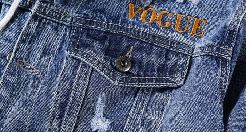 Men's Ripped Denim Jackets With Detachable Hat Back Letter Embroidery Jeans Jackets Outwear For Male Washed Size M-4XL (5)
