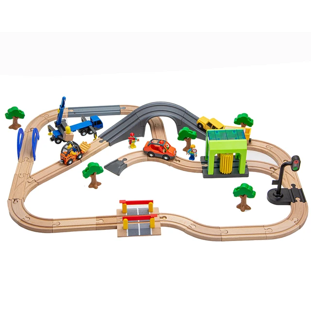 Simulation car wash Compatible Brand Wooden Train Track Railway Building Block Set Toys for Kids 6