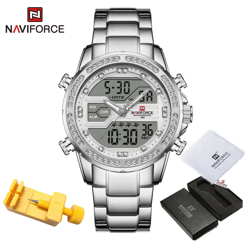 NAVIFORCE Watch For Men Luxury Quartz Digital Relogio Masculino Luminous Date Display Military Montre Waterproof Stainless Steel 