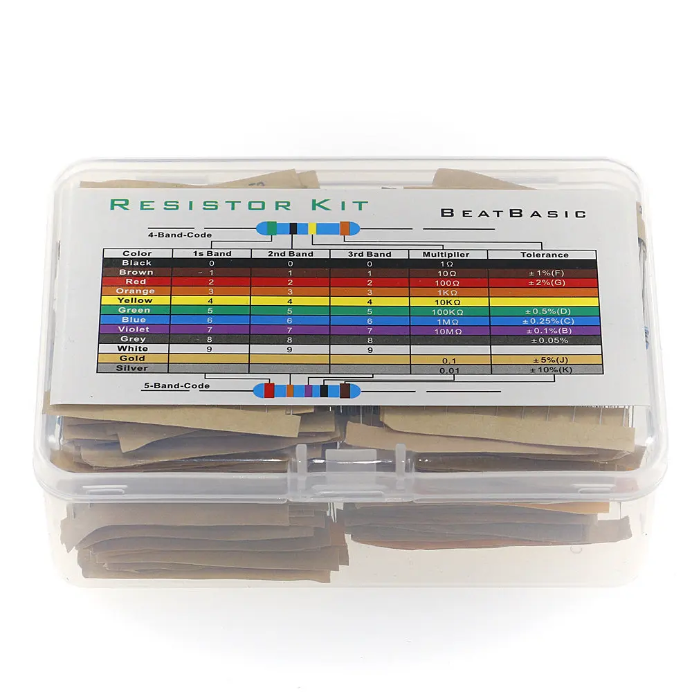 1350pcs/Box 135 Value 1/4W 1&Omega;~1M&Omega; Metal Film Resistor Assortment Kit
