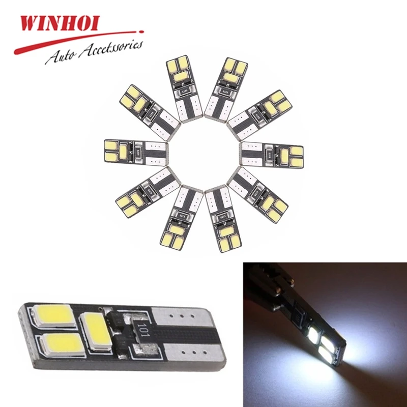 

10pcs T10 Led W5W Canbus 5630 6smd Error Free Universal Car Clearance Light License Plate Dome Reading Side Wedge Light Lamp