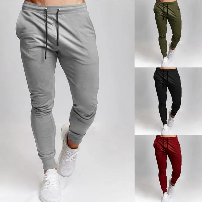 Discount Jodimitty Men Sport Leisure Trousers Solid Color Versatile Running Training Fitness Pants Lace Up Solid Versatile Fitness Pants