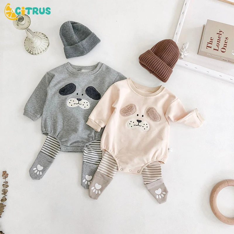 

CITRUS Autumn Winter Baby Bodysuit Sleeve Cartoon Dog Warm Clothes Infant Boys Girls Twins Baby Clothes Bodysuits