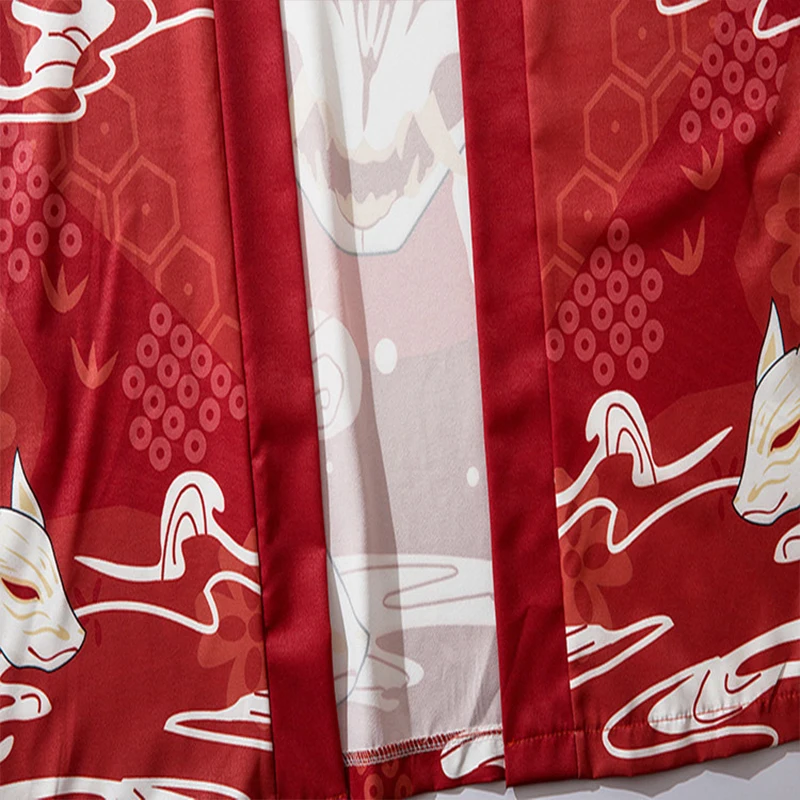 Aolamegs Cartoon Shirt Japanese Anime Printed Men Shirts Harajuku Open Stitch Funny Ukiyo e Spray Loose 4