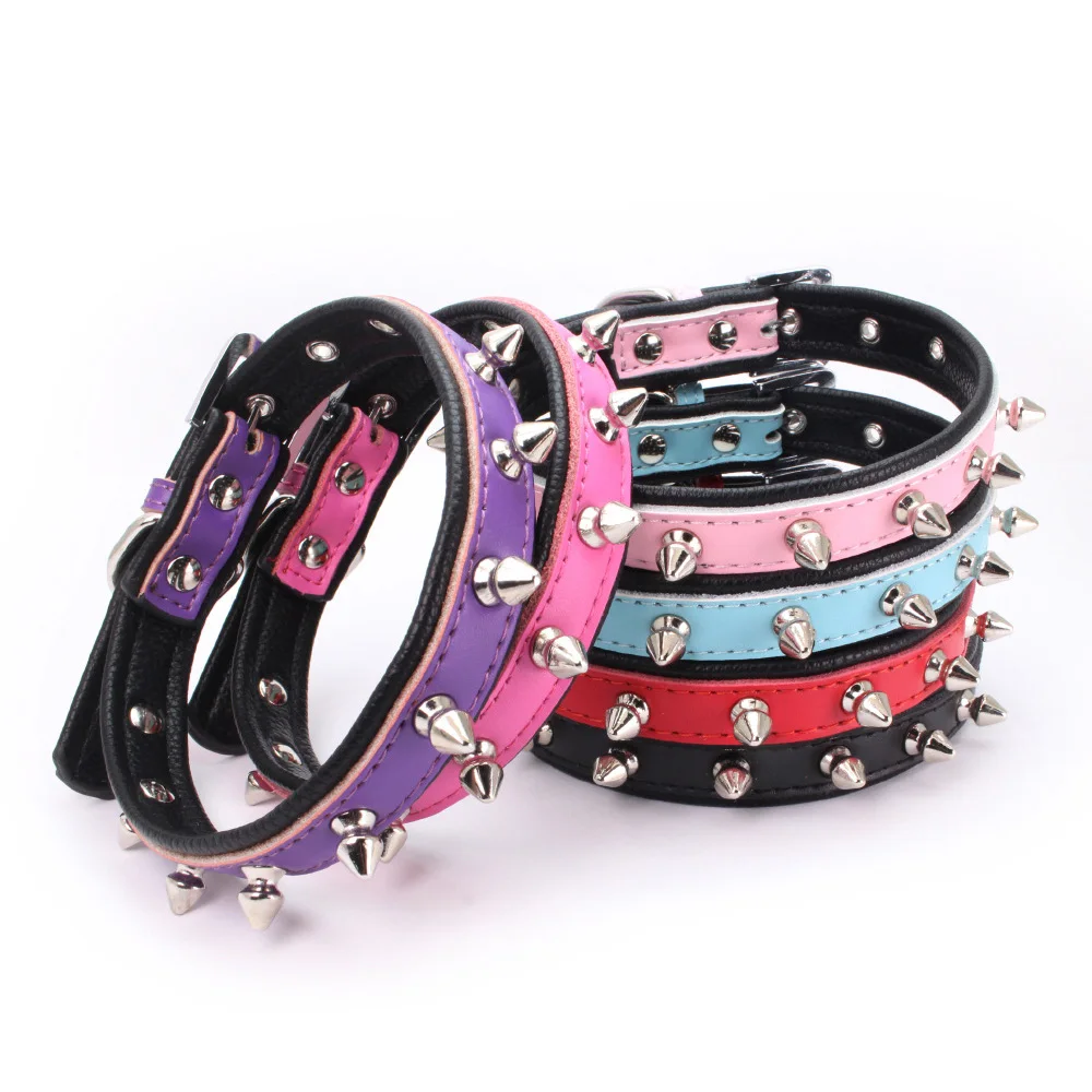 

Spiked Studded Small Large Dog Collar Rivet Accessory Hond Neck Strap For Puppy Necklace Leather PU Pitbull Bulldog Pet Supplies