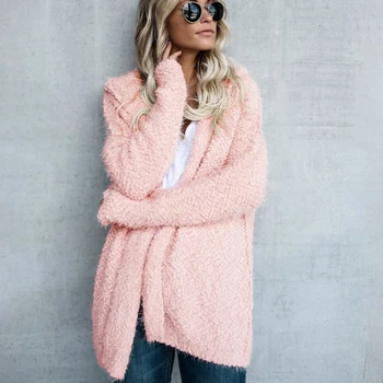 

2019 European and American fashion trend autumn and winter new hooded loose hoodies coat women's clothing Solid