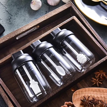 

Set Glass Kitchen Spice Jar Condiment Container Seasoning Box Storage Bottle for Salt Sugar Oil Honey Container Set