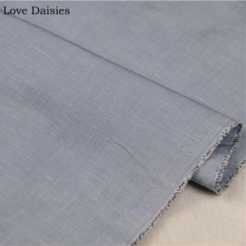 

Linen/Cotton Yarn Dyed Light Grayish Blue Stiff Fabrics for Summer DIY Summer/Autumn Apparel Dress Shirt Pants handwork Clothing