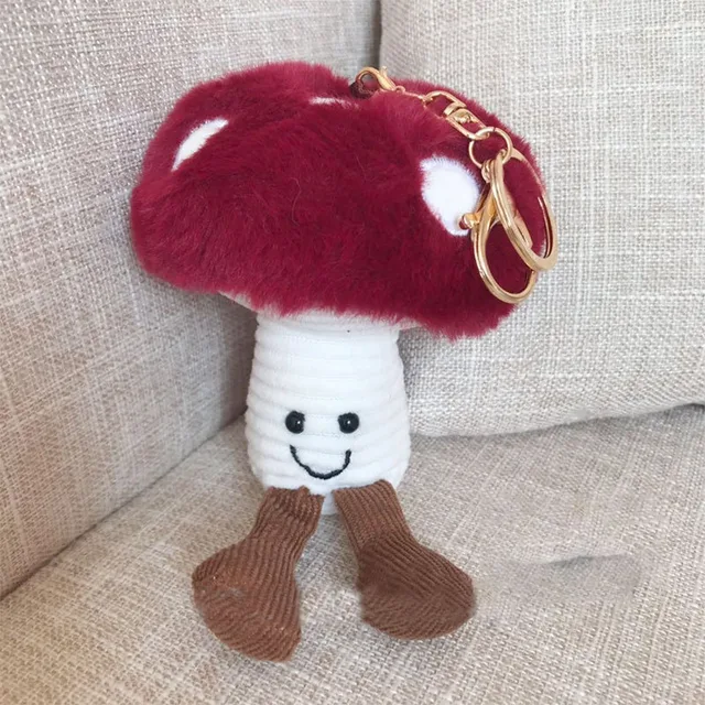 15cm Small Cute Plush Apple Pineapple Mushroom Avocado Keychain Soft Fruit Doll Toy Key Ring Pompom Plush Car Key Pendant M061 4