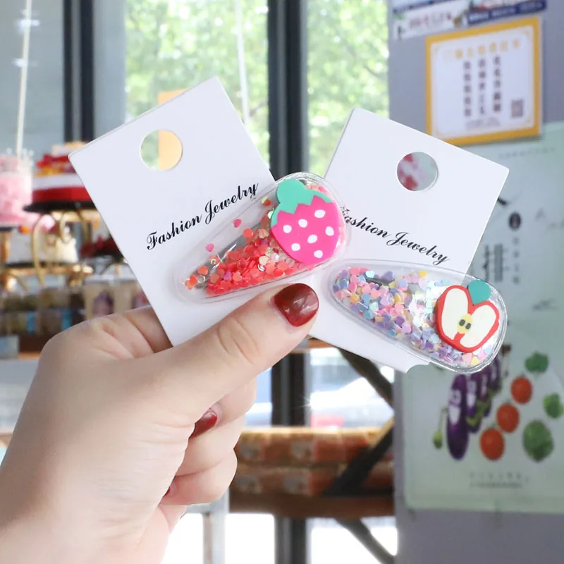 Fruit Hair Clips For Girls Kids New Transparent Hairpin Fashion Sweet Children Simple PVC BB Clips Ins Headband Hair Accessories