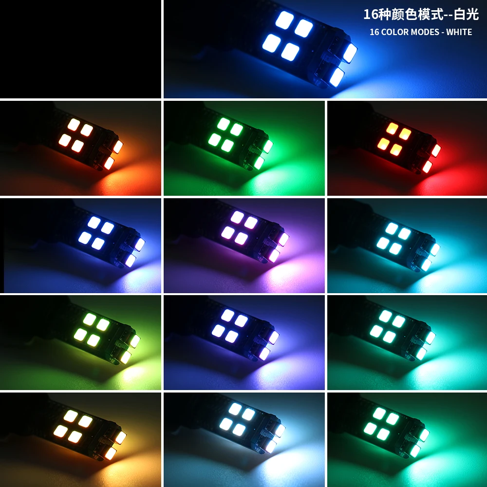RGB T10 W5W LED ���� 3528 10SMD ���� ��Ʈ�ѷ� ���̼��� �÷���Ʈ ���� ��ȣ ���� �б� �� ��ä�ο� ��Ʈ�κ� �÷��� 12V