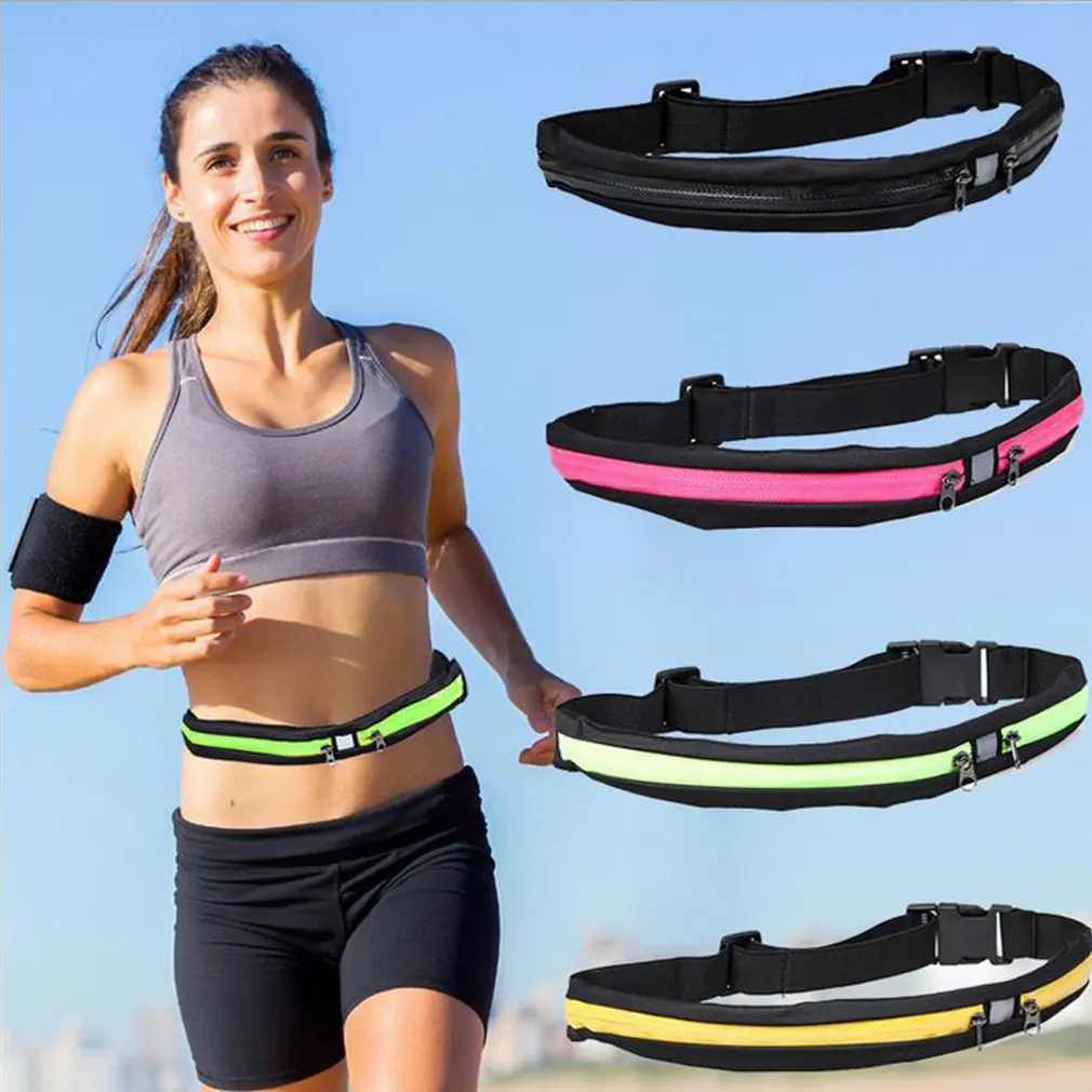 Outdoor Stretch Sports Pockets Multi-Function Running Cycling Pockets Double Zipper Anti-Theft Waterproof Phone Bag
