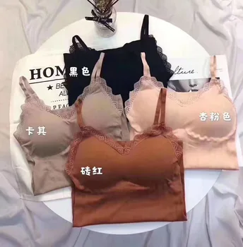 

Autumn And Winter Long Seamless Beauty Back Vest Adjustable Shoulder Strap Lace Camisole Wrap-Around Anti-Exposure Base Tube Top