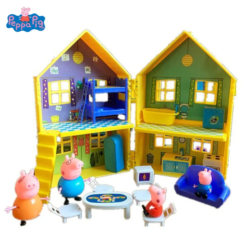 Najtaniej Świnka Peppa willa Deluxe dom świnka Peppa George rodzina PVC Action figurki zabawki dzieciak urodziny prezent na boże narodzenie